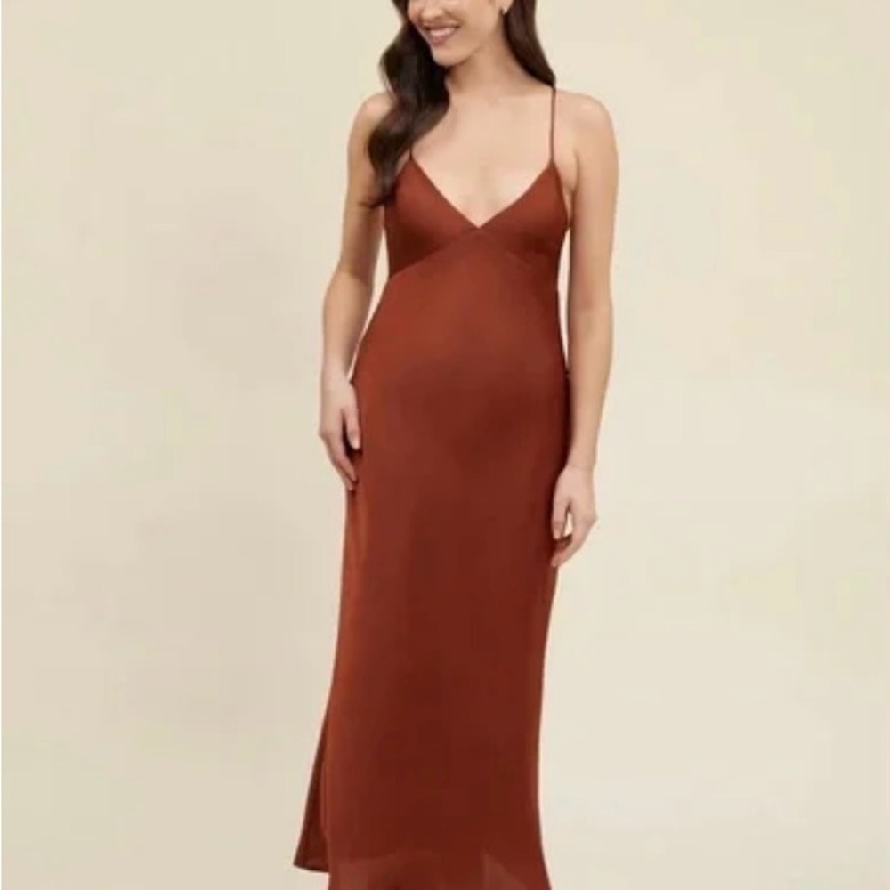 Park & Fifth Rust-Brown Slip Maxi Dress